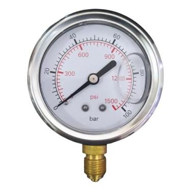 Imagem de Manômetro com Glicerina 100 Bar Rosca 1/4 NPT Compressor Ar - Engarb