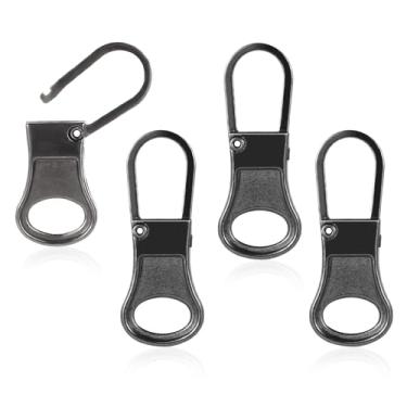 Imagem de 4 peças de substituição com zíper, aba removível com zíper, reparo, extensor, cabo extensor, fixador de metal para roupas, mochila, jaquetas, calças, sapatos, bagagem, (cinza escuro)