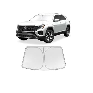Imagem de Guarda-sol dobrável WODSTA Cobertura total Para-brisa Para-brisa Compatível com VW Atlas 2018-2025 4 camadas espessas Windows Visor 240T Poliéster Para-brisa Para-brisas