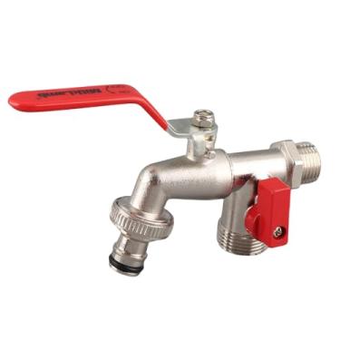 Imagem de ZJchao Torneira de Válvula Dupla para Máquina de Lavar Roupa, Com 1 Entrada e 2 Saídas, Em Liga de Zinco Eletrogalvanizado, Resistente e Com Fácil Controle de Fluxo de água.