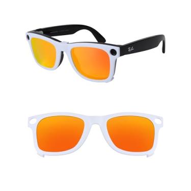 Imagem de HILEEN Clipe polarizado para Ray-Ban Meta Wayfarer RW4008 e Gen 2 RW4012 Grande 53-22 para homens mulheres proteção UV vermelho fogo