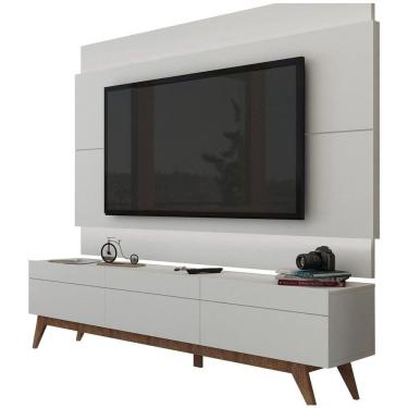 Imagem de Rack Com Painel Para Tv 55 Polegadas Branco Classic 3g Com Led - Imcal Móveis
