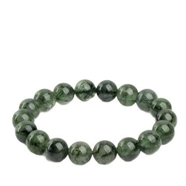 Imagem de Pulseira de miçangas de quartzo rutilado verde natural de 9 mm para homens/mulheres