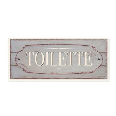 Imagem de Stupell Industries Placa de toilette rústica French Farmhouse padrão tradicional de grãos, projetada por Stephanie Workman Marrott, 43 x 17 cm, bege