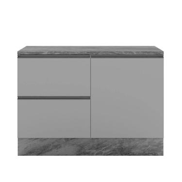 Imagem de Balcão Etna com Tampo 120 cm 1 Porta e 3 Gavetas com Rodapé