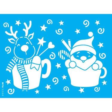 Imagem de Stencil Opa 15 X 20 cm - Natal na Caneca - 3288 - Opa Criando Arte