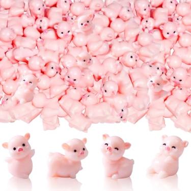 Imagem de Furjane 100 bonecos de porquinho rosa em miniatura fofos, mini porco de resina, acessórios de jardim de fadas para decoração de casa, artesanato faça você mesmo