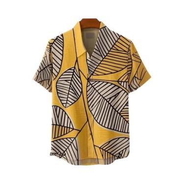 Imagem de Camisa De Linho Estampada Floral Verão 2025 Masculina E Feminina Com G