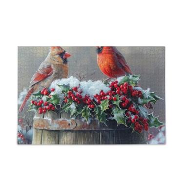 Imagem de WELLDAY Quebra-cabeça neve pássaros padrão 500 peças grande arte jogo de arte para adultos adolescentes