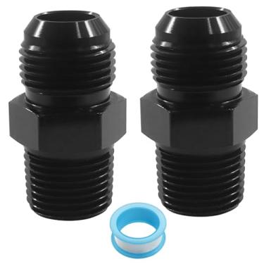 Imagem de Zorveiio 10AN macho flare para 1/5.1 cm NPT adaptador de encaixe de tubo alumínio reto (2 peças, preto)
