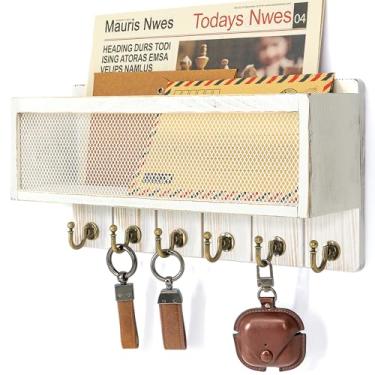 Imagem de Porta-chaves de 33 cm com malha de ferro _branco envelhecido