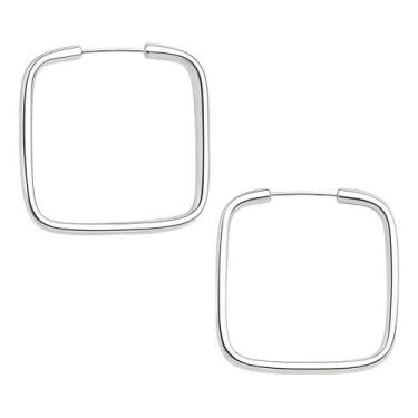 Imagem de Brinco Argola Quadrada Fio Redondo 2,5cm Em Prata Pura 925 - Loja das 