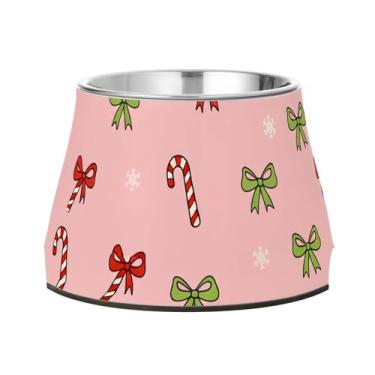 Imagem de Burbuja Tigela de ração de aço inoxidável para cães Candy Cane para comida e água, antiderrapante para cães médios e gatos, 590 ml