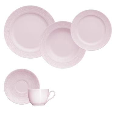 Imagem de Jogo Jantar Chá 30 Peças Rosa Chevron Germer Porcelanas