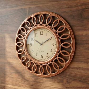 Imagem de Relógio De Parede Decorativo Vazado Cobre Vintage De 46,5cm