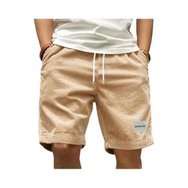 Imagem de Bermuda Cargo Vintage Masculina Em Corduroy, Casual E Respirável, Tend