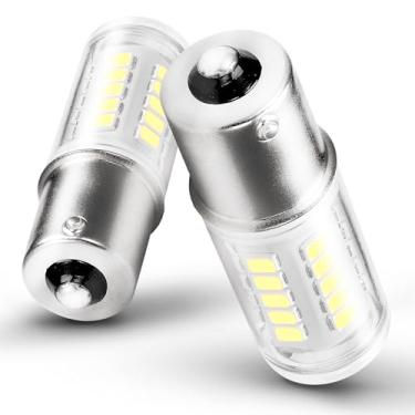 Imagem de Lâmpadas LED 1156 BA15S 1141 6000K brancas, 12-24V 5W 1003 7506 1156A, lâmpada de contato único de baioneta de 500LM para luzes de freio traseiro reserva trailer cortador de grama luzes interiores de