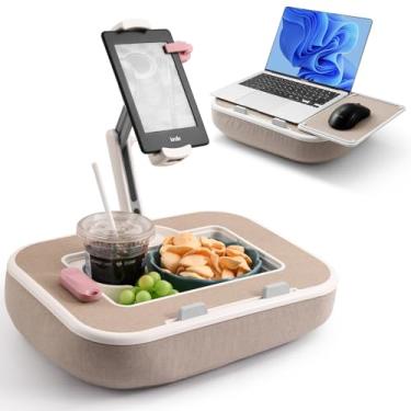Imagem de WISFISSH Suporte de travesseiro para tablet com tigela de lanche e quadro de escrita, suporte de telefone giratório de 360° para tablet Kindle de telefone de 4,7 a 13 polegadas, suporte de travesseiro