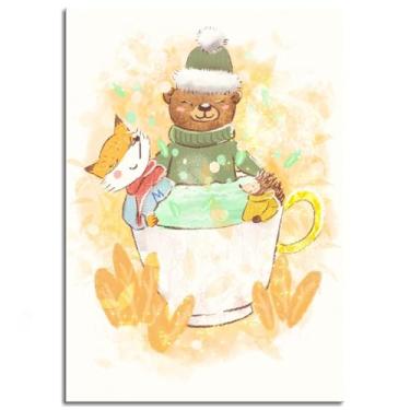 Imagem de Impressão em tela de urso 912 ouriço outono pôster arte de parede para casa 1 peça decorações não ramificadas 30,5 x 20,3 cm