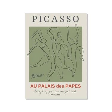 Imagem de Picasso Matisse Flor Bauhaus William Morris Arte de Parede Pintura em Tela Mercado de Flores Galeria Cartazes Impressões Modernas para Decoração de Sala de Estar (SKU9,50.8x71.1 cm =(50x70cm), Sem