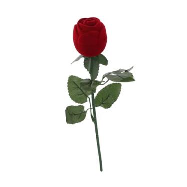Imagem de TOYANDONA Estojo para Com Rosa Vermelha: Porta- de Noivado Com Rosa de Haste Longa, Estojo para Guardar Anéis, Forrado a Veludo, Lembrança Romântica para Noivado, Dia Namorados E Aniversário.