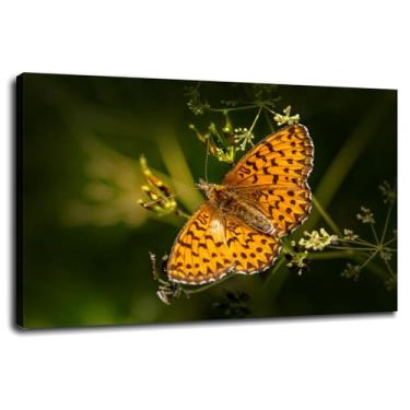 Imagem de Impressão em tela polinizada flor borboleta pôster arte de parede para casa 1 peça decorações com moldura 30,48 cm x 20,32 cm