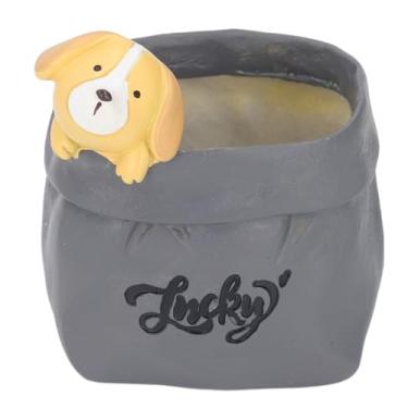 Imagem de TOPINCN Porta-canetas de Resinas, Animal Fofo Em Sacola de Compras, Ornamento de Mesa, Plantador Pequeno e Suculento, Com Uso Versátil para Decoração de Escritório, Mesa de Casa, (Cadela)