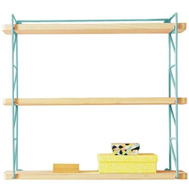 Imagem de Prateleiras flutuantes divisor de parede estilo nórdico, prateleiras flutuantes criativas, rack de armazenamento de ferro, prateleira de decoração de parede multicamadas, rolamento de carga 8 kg (cor