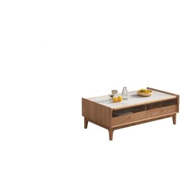 Imagem de URGDWEKJY Mesa central nórdica de madeira maciça ardósia mesa de centro moderna minimalista sala de estar pequeno apartamento mesa de centro de madeira mesa de quarto