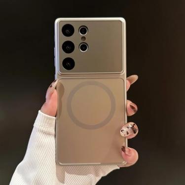 Imagem de Capa de carregamento sem fio para Samsung Galaxy S26 S25 S24 S25 Ultra, capa rígida à prova de choque (para Samsung S26 Ultra/Cinza)