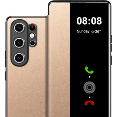 Imagem de Capa flip de couro para Samsung S25 Ultra Clear S-View, para Samsung Galaxy S25 Ultra, capa protetora de janela inteligente, capa protetora à prova de choque Galaxy S25 Ultra 5G, visão clara