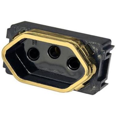 Imagem de Modulo Tomada 20A - Dicompel Novara Preto Brilhante Gold - D