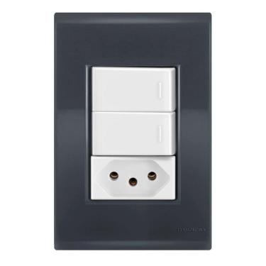 Imagem de 2 Paralelos + 1 Tomada 20A - Tramontina Liz Grafite / Branco