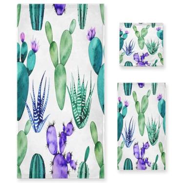 Imagem de xigua Conjunto de toalhas de banheiro suculentas aquarela absorvente macio 3 peças toalha de banho toalha de mão toalhas decorativas para banheiro, academia, hotel, praia, piscina