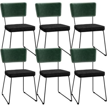 Imagem de Kit 06 Cadeiras L02 Facto Verde Musgo Linho Chumbo