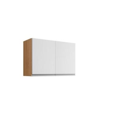 Imagem de Armário Aéreo suspenso cozinha 2portas 80cm - Amendôa/Branco - ARTMANI