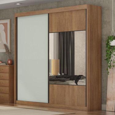 Imagem de Guarda Roupa Casal Ambiente Sienna 2 Portas 4 Gavetas Cumaru 25 Fendi Com Espelho - Novo Horizonte