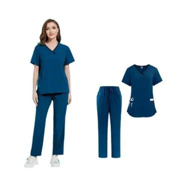 Imagem de Conjunto De Uniforme De Enfermagem Feminino Leve E Fino Com Manga Curt