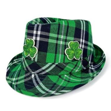 Imagem de Chapéu de trevo xadrez verde irlandês para o Dia de São Patrício - yiw