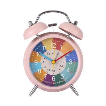 Imagem de Despertador colorido Twin Bell para crianças de metal 16,5 x 10,5 cm -