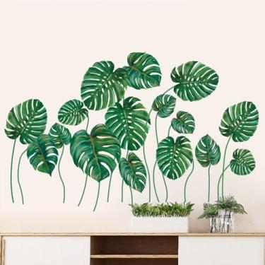 Imagem de Adesivos de parede Monstera Green Leaf Tropical Plant PVC - yiweisai