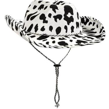 Imagem de Chapéu de caubói preto e branco com estampa de vaca com lantejoulas 40