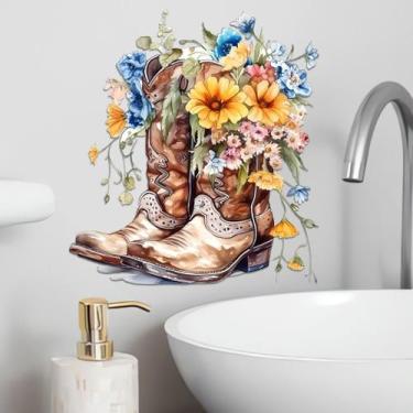 Imagem de Adesivos de parede, botas florais, decalques autoadesivos de PVC - yiw