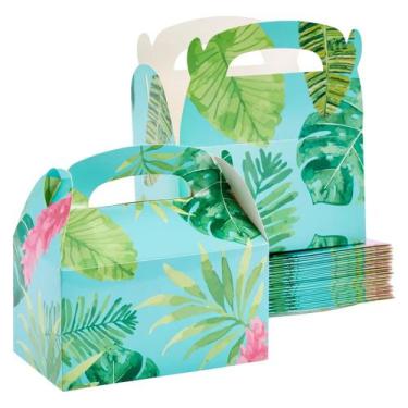 Imagem de Caixa de presente Tropical Leaf Design 15x7,6x7,6cm com alça - yiweisa