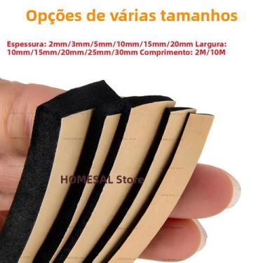 Imagem de Fita De Vedação Espessa Preta Autoadesiva De Espuma EPDM, Gaxeta Antic