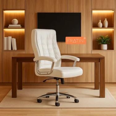 Imagem de Cadeira Escritório Couro Presidente Molas Ensacadas Nr17 Califórnia Fratini Cor:branco.