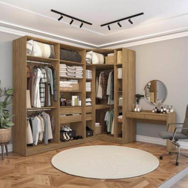 Imagem de Conjunto Closet Kappesberg Adapt Nogueira 4 Peças 263cm x 235cm