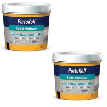 Imagem de Kit 2 Rejunte Epoxi Piscina e Porcelanato Portokoll 1KG Azul Piscina -