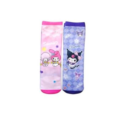 Imagem de Kit 2 Pares Meia Infantil Cat girl Menina Tamanho 24-30, Rosa, 24-30