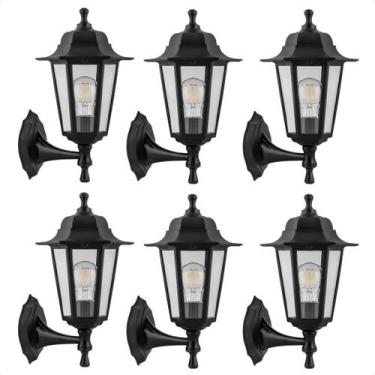 Imagem de 6 Arandelas Colonial 60W TLF 26 Alumínio E27 Taschibra Bivolt, Preto